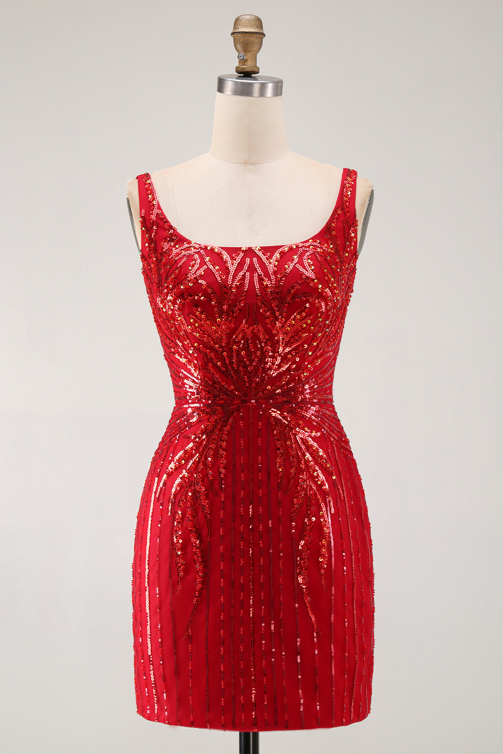 ZAPAKA Women Burgundy Sparkly Homecoming Dress Sequins Floral Bodycon Square Neck Short Cocktail Dress