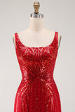 Sparkly Burgundy Bodycon Sequins Floral Short Homecoming Dress