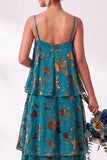 A Line Spaghetti Straps Burnout Velvet Tiered Ruffle Long Bridesmaid Dress