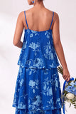 A Line Spaghetti Straps Burnout Velvet Tiered Ruffle Long Bridesmaid Dress