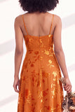 Green A-Line Cowl Floral Velvet Long Bridesmaid Dress with Slit