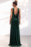 Black Velvet Cowl Neck Sheath Long Bridesmaid Dress