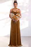 Black Velvet Cowl Neck Sheath Long Bridesmaid Dress