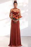 Black Velvet Cowl Neck Sheath Long Bridesmaid Dress