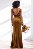 Burgundy Cowl Neck Velvet Open Back Mermaid Long Bridesmaid Dress