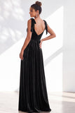Dark Green Velvet Sweetheart Straps Bow Long Bridesmaid Dress with Slit