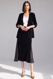 Black Velvet 2-Piece Midi Women Suits