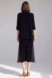 Black Velvet 2-Piece Midi Women Suits