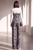 Black Golden Corset Printed Pant Suits Women Suits