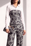 Black Golden Corset Printed Pant Suits Women Suits