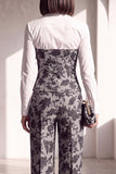Black Golden Corset Printed Pant Suits Women Suits