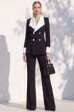 Berlin Blue Pantsuits Two Piece Long Sleeves Covered Button Women Suits