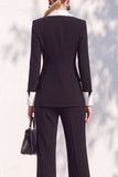 Berlin Blue Pantsuits Two Piece Long Sleeves Covered Button Women Suits