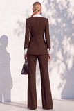 Berlin Blue Pantsuits Two Piece Long Sleeves Covered Button Women Suits