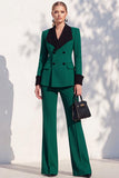 Berlin Blue Pantsuits Two Piece Long Sleeves Covered Button Women Suits