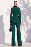 Berlin Blue Pantsuits Two Piece Long Sleeves Covered Button Women Suits