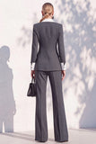 Berlin Blue Pantsuits Two Piece Long Sleeves Covered Button Women Suits