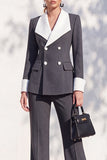 Berlin Blue Pantsuits Two Piece Long Sleeves Covered Button Women Suits