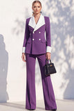 Berlin Blue Pantsuits Two Piece Long Sleeves Covered Button Women Suits