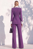 Berlin Blue Pantsuits Two Piece Long Sleeves Covered Button Women Suits