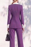 Berlin Blue Pantsuits Two Piece Long Sleeves Covered Button Women Suits