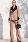 Berlin Blue Pantsuits Two Piece Long Sleeves Covered Button Women Suits