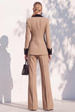 Berlin Blue Pantsuits Two Piece Long Sleeves Covered Button Women Suits