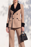 Berlin Blue Pantsuits Two Piece Long Sleeves Covered Button Women Suits
