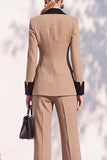 Berlin Blue Pantsuits Two Piece Long Sleeves Covered Button Women Suits