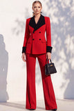 Berlin Blue Pantsuits Two Piece Long Sleeves Covered Button Women Suits