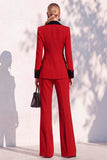 Berlin Blue Pantsuits Two Piece Long Sleeves Covered Button Women Suits