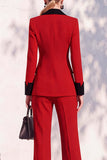 Berlin Blue Pantsuits Two Piece Long Sleeves Covered Button Women Suits
