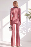 Brown Fitted Notched Lapel Long Sleeves Women Suits with Covered Button