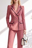 Brown Fitted Notched Lapel Long Sleeves Women Suits with Covered Button