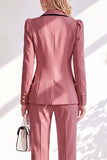 Brown Fitted Notched Lapel Long Sleeves Women Suits with Covered Button