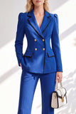 Brown Fitted Notched Lapel Long Sleeves Women Suits with Covered Button