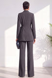 Burgundy Two Piece Shawl Lapel Pleated Long Women Suits