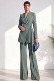 Burgundy Two Piece Shawl Lapel Pleated Long Women Suits