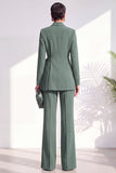 Burgundy Two Piece Shawl Lapel Pleated Long Women Suits