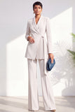 Burgundy Two Piece Shawl Lapel Pleated Long Women Suits