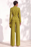 Brown Pantsuits Shawl Lapel Long Sleeves Sash Women Suits