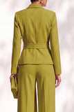 Brown Pantsuits Shawl Lapel Long Sleeves Sash Women Suits