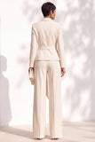 Brown Pantsuits Shawl Lapel Long Sleeves Sash Women Suits