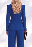 Berlin Blue Pantsuits V-Neck Ruched Long Women Suits
