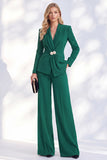 Berlin Blue Pantsuits V-Neck Ruched Long Women Suits