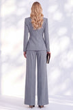 Berlin Blue Pantsuits V-Neck Ruched Long Women Suits