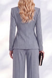 Berlin Blue Pantsuits V-Neck Ruched Long Women Suits