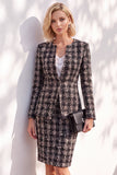 Black Fitted Long Sleeves Knee-Length Women Suits