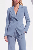 Berlin Blue Fitted Notched Lapel Long Sleeves Women Formal Suits