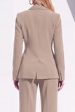 Berlin Blue Fitted Notched Lapel Long Sleeves Women Formal Suits
